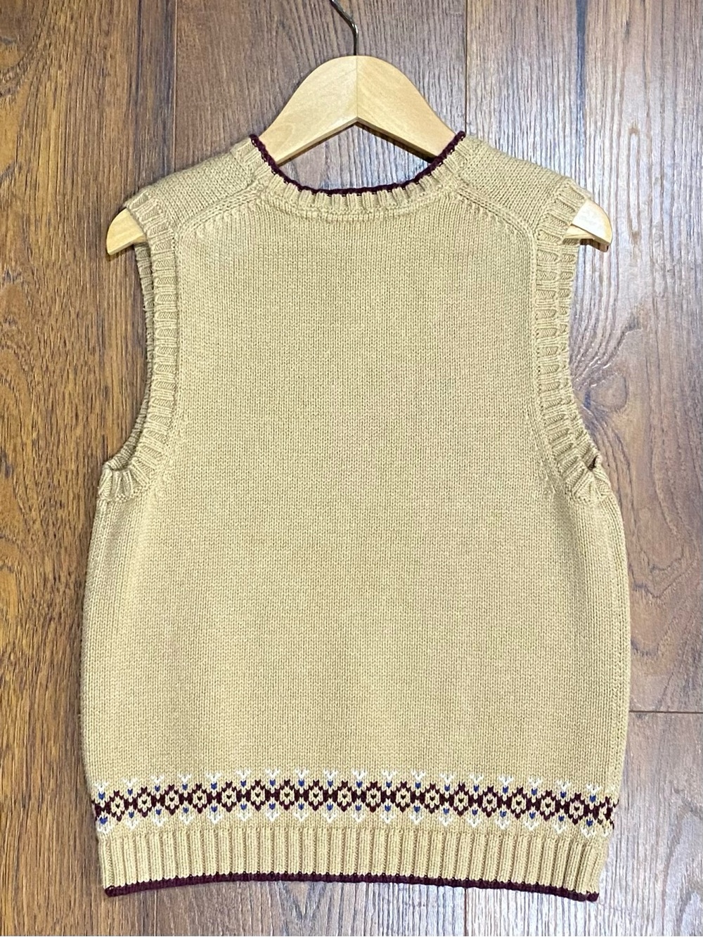 Janie and Jack Boys Blue Oxford Shirt with Tan Bear Sweater Vest Size 6 - Picture 4 of 15